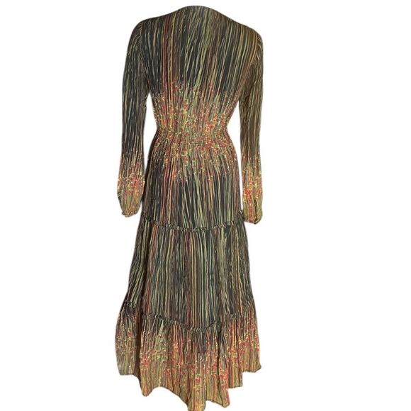 Ecru Connelly Long Sleeve Smocked Waist MIDI open Button Sleeves Dress Sz XS - Picture 2 of 11